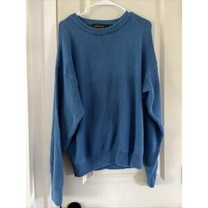 Vintage Eddie Bauer Sweater Cable Knit Fisherman Blue Pullover crewneck Size L